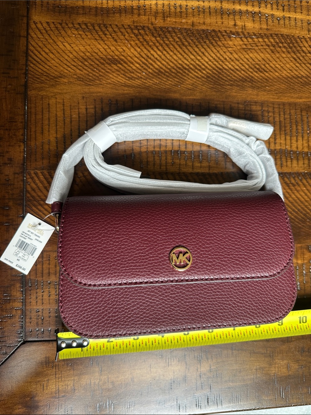 Michael Kors Burgundy Pebbled Leather Crossbody Jet Set Travel